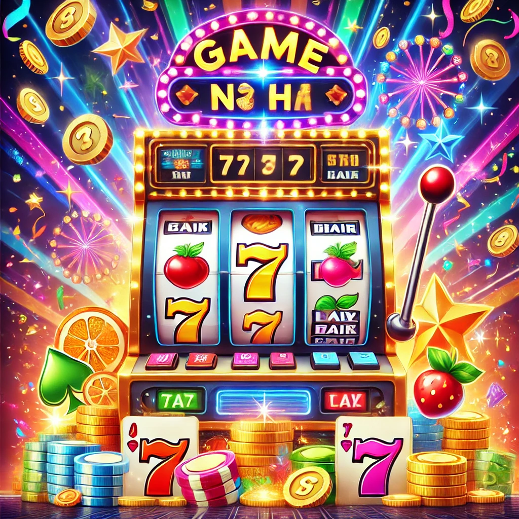 Hình ảnh minh họa cho "Game nổ hủ" với máy slot và các biểu tượng thú vị.